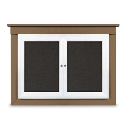 United Visual Products 18"x24" 1-Door Enclosed Letterboard, Header, Blue Vinyl/Walnut UV2620HD-WALNUT-BARBLU